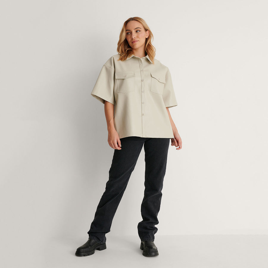 Oversized pu shirt