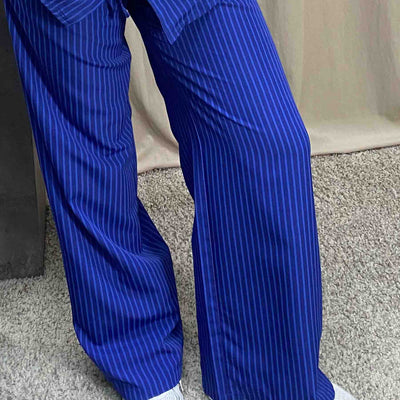 Striped mid waist trousersThumbnail