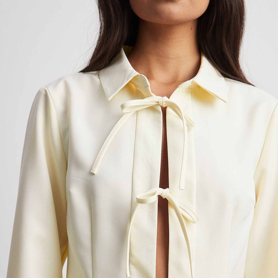 Woven tie detail blouse