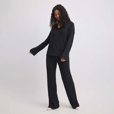 V-neck cable knit sweaterThumbnail