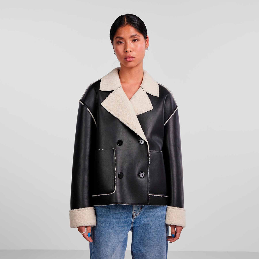 Pcfranny short pu teddy jacket