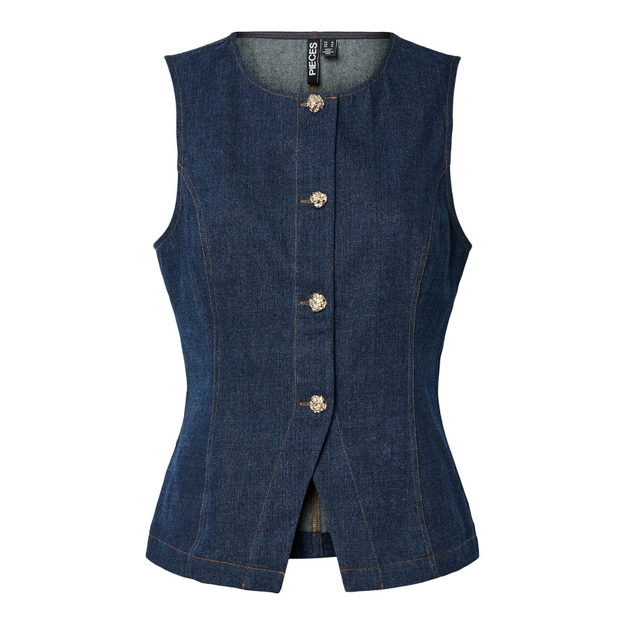 Pcfabia sl o-neck denim vest