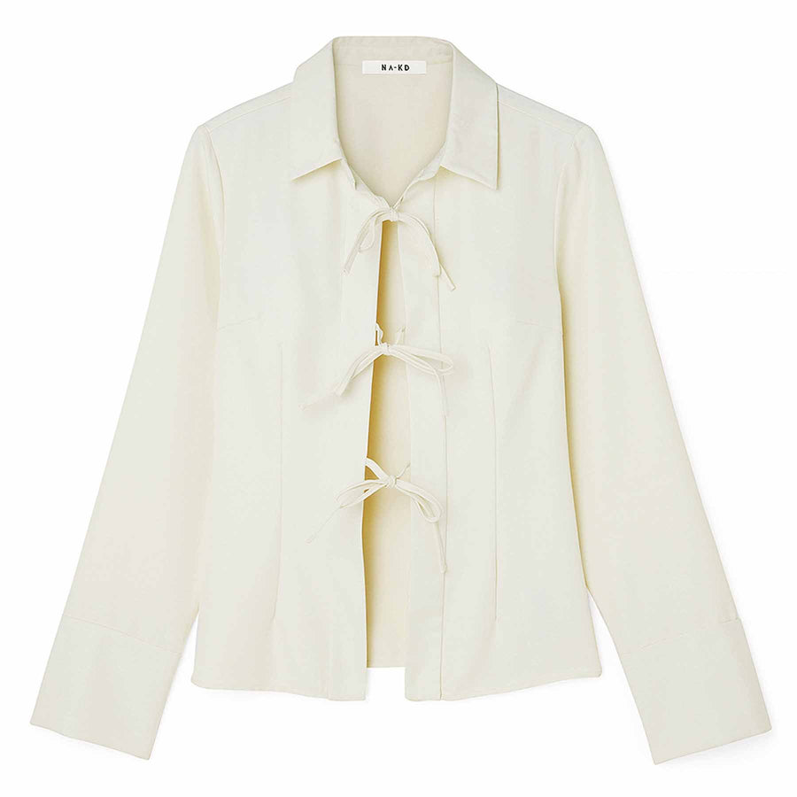 Woven tie detail blouse