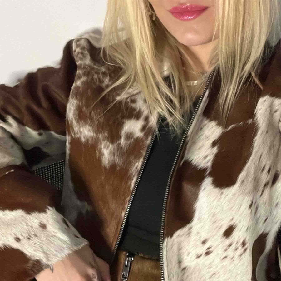Jxenya cow leather short jacket