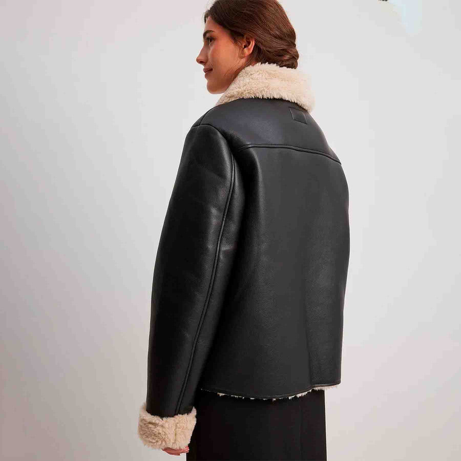 Pu teddy short jacket