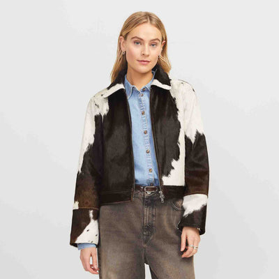 Jxenya cow leather short jacketThumbnail