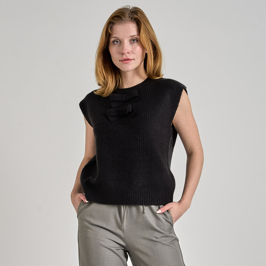 Pcgabby sl o-neck bow vest