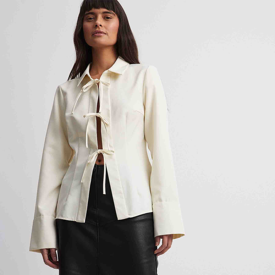 Woven tie detail blouse