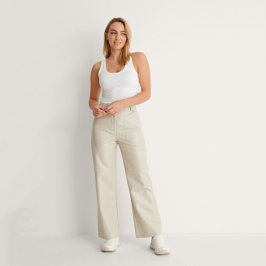 Straight leg pu pant