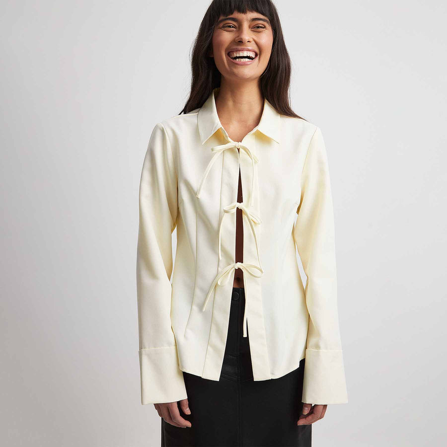 Woven tie detail blouse