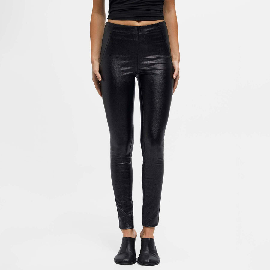 Objbelle coated glitter leggings