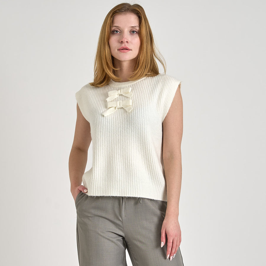 Pcgabby sl o-neck bow vest