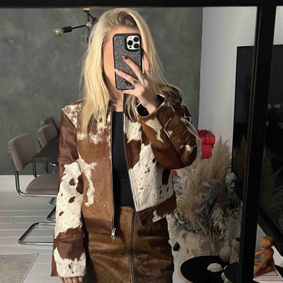 Jxenya cow leather short jacketThumbnail