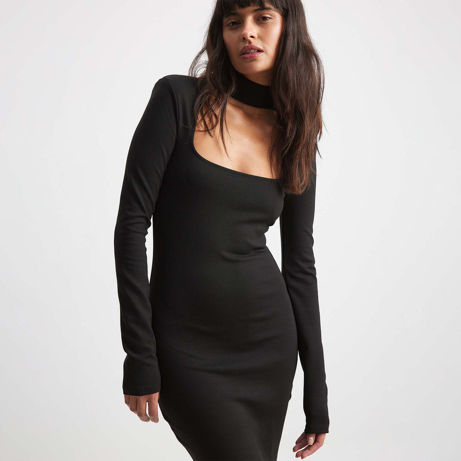 Square neck choker mini dress