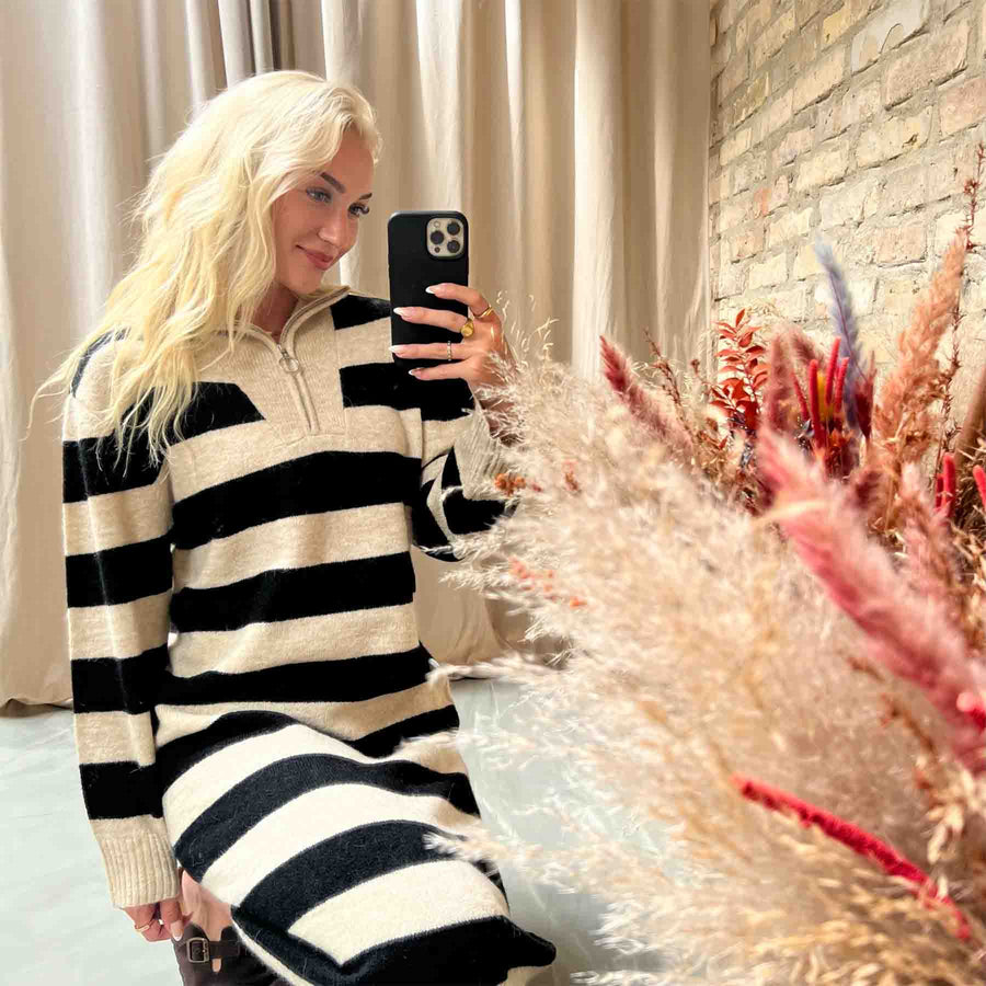 Objminna l/s zip knit dress