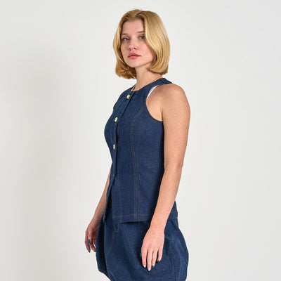 Pcfabia sl o-neck denim vestThumbnail