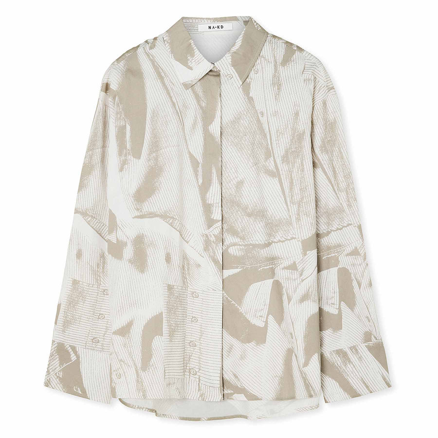 Oversized printed collar shirt