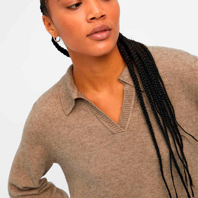 Objthess l/s v-neck knit poloThumbnail