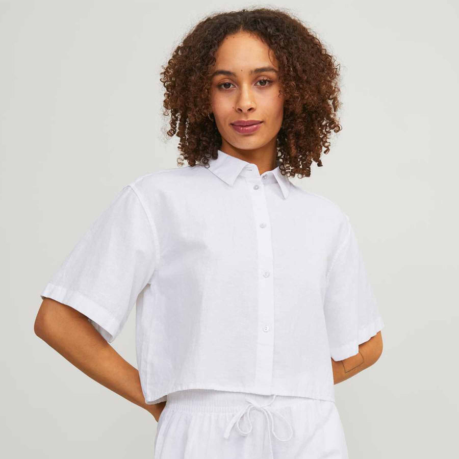 Jxlulu cropped linen shirt
