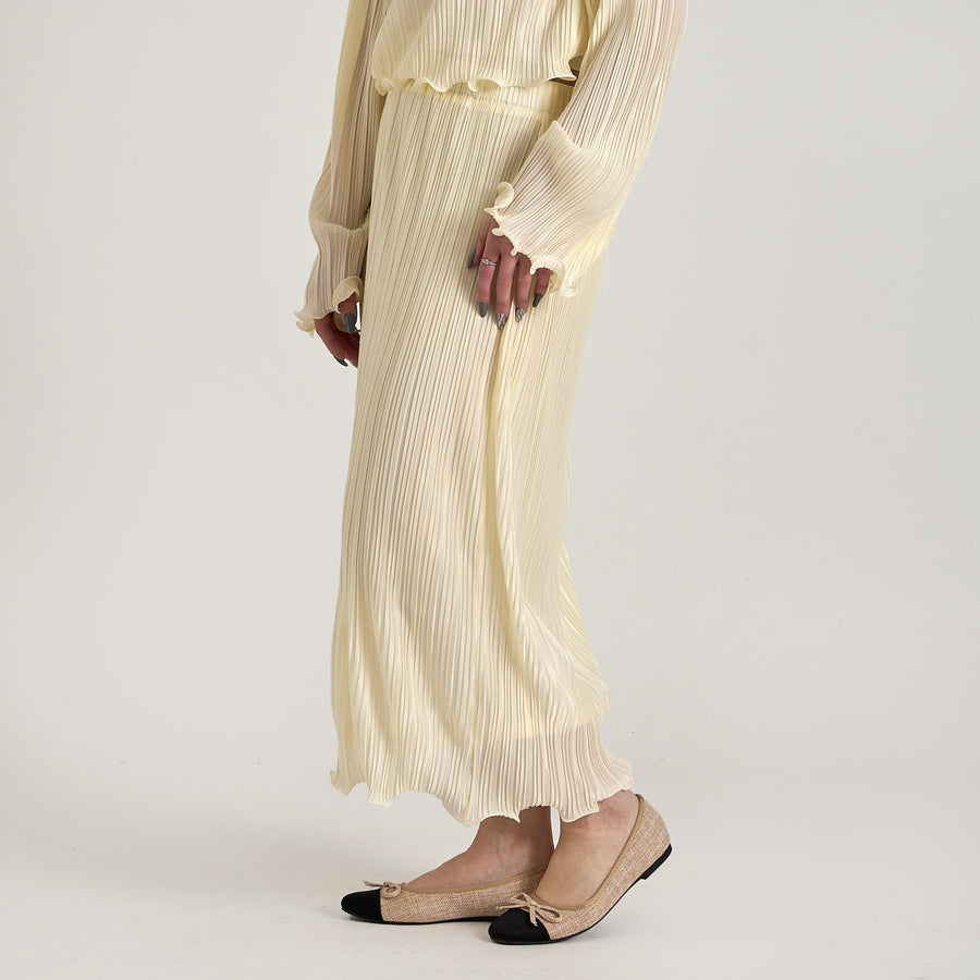 Plisse flounce detail skirt