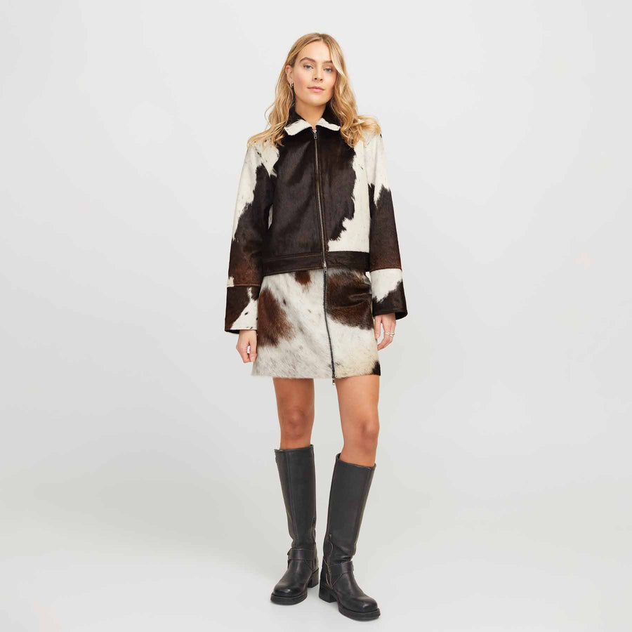 Jxenya cow leather short jacket