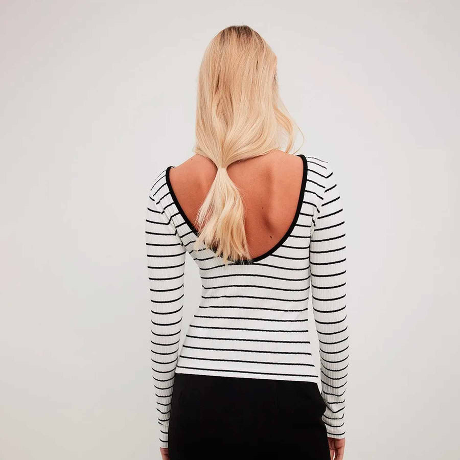 Deep back stripe top