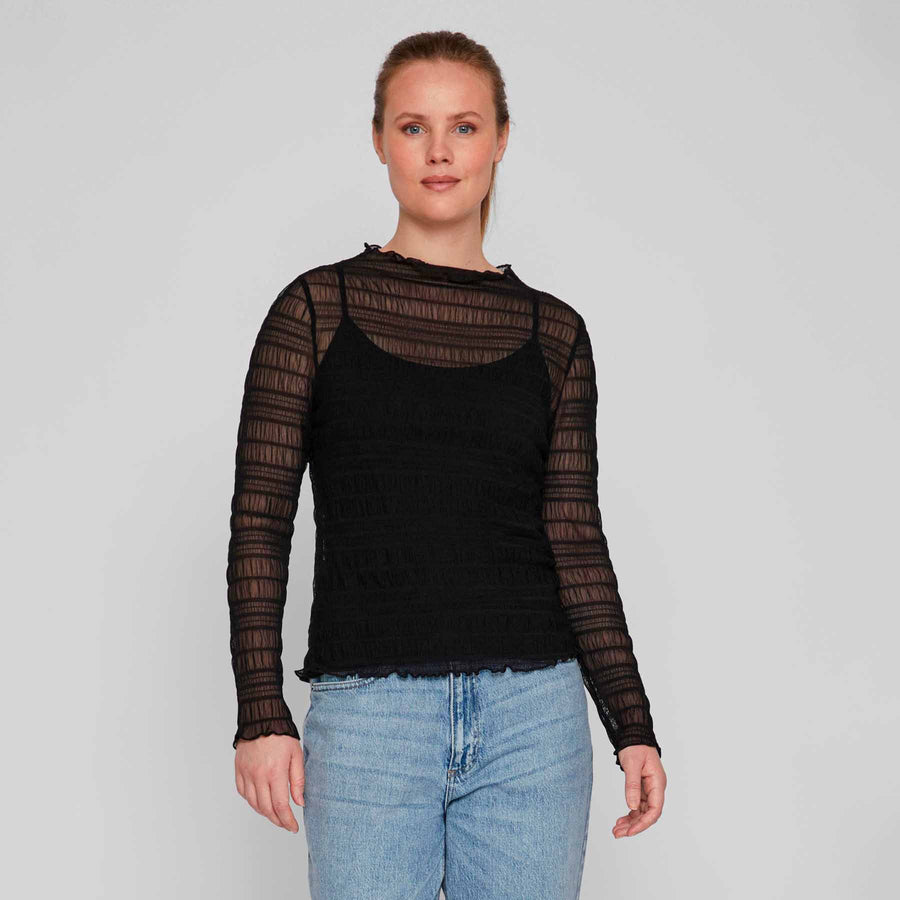 Vireeba mock neck l/s mesh top