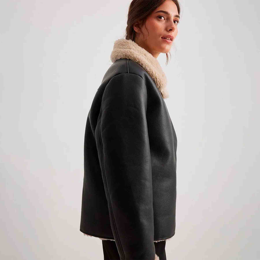 Pu teddy short jacket