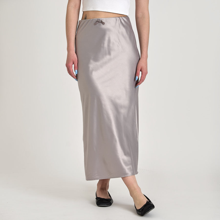 Pursarah bow satin skirt
