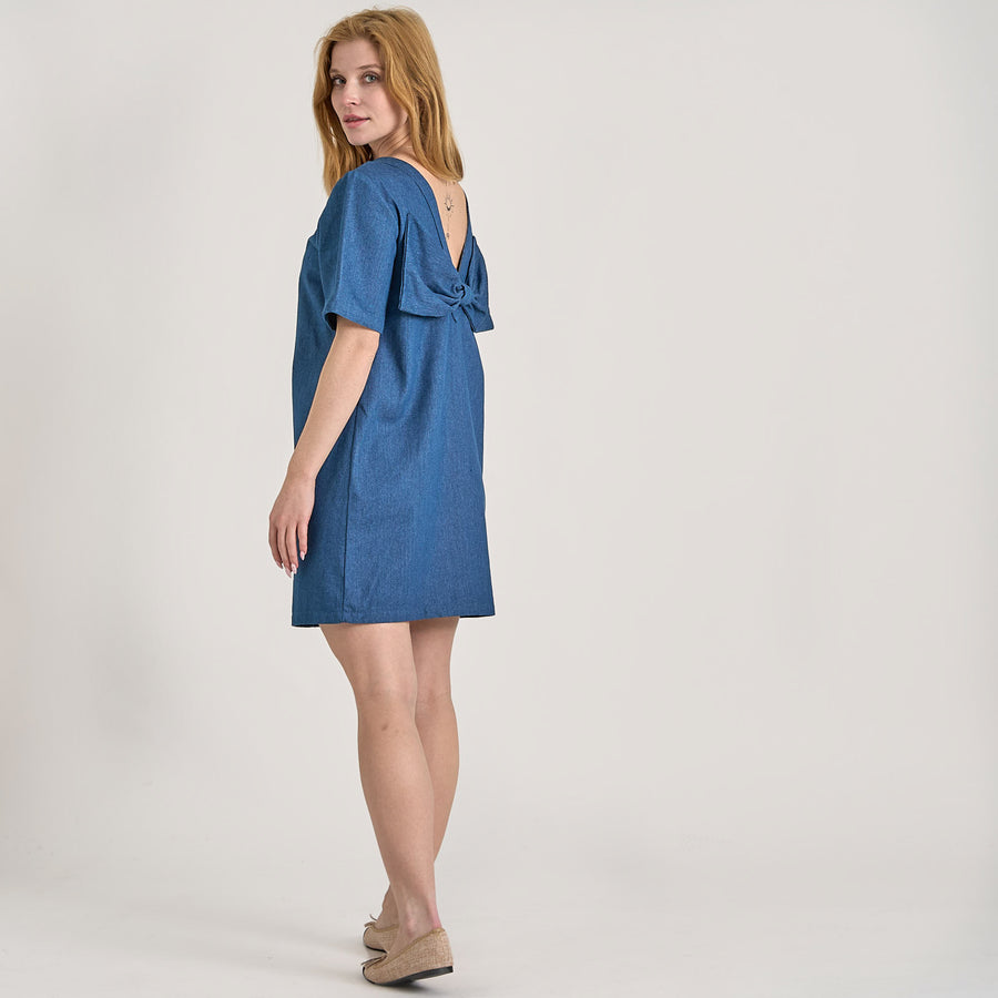 Pcdove ss o-neck bow dress