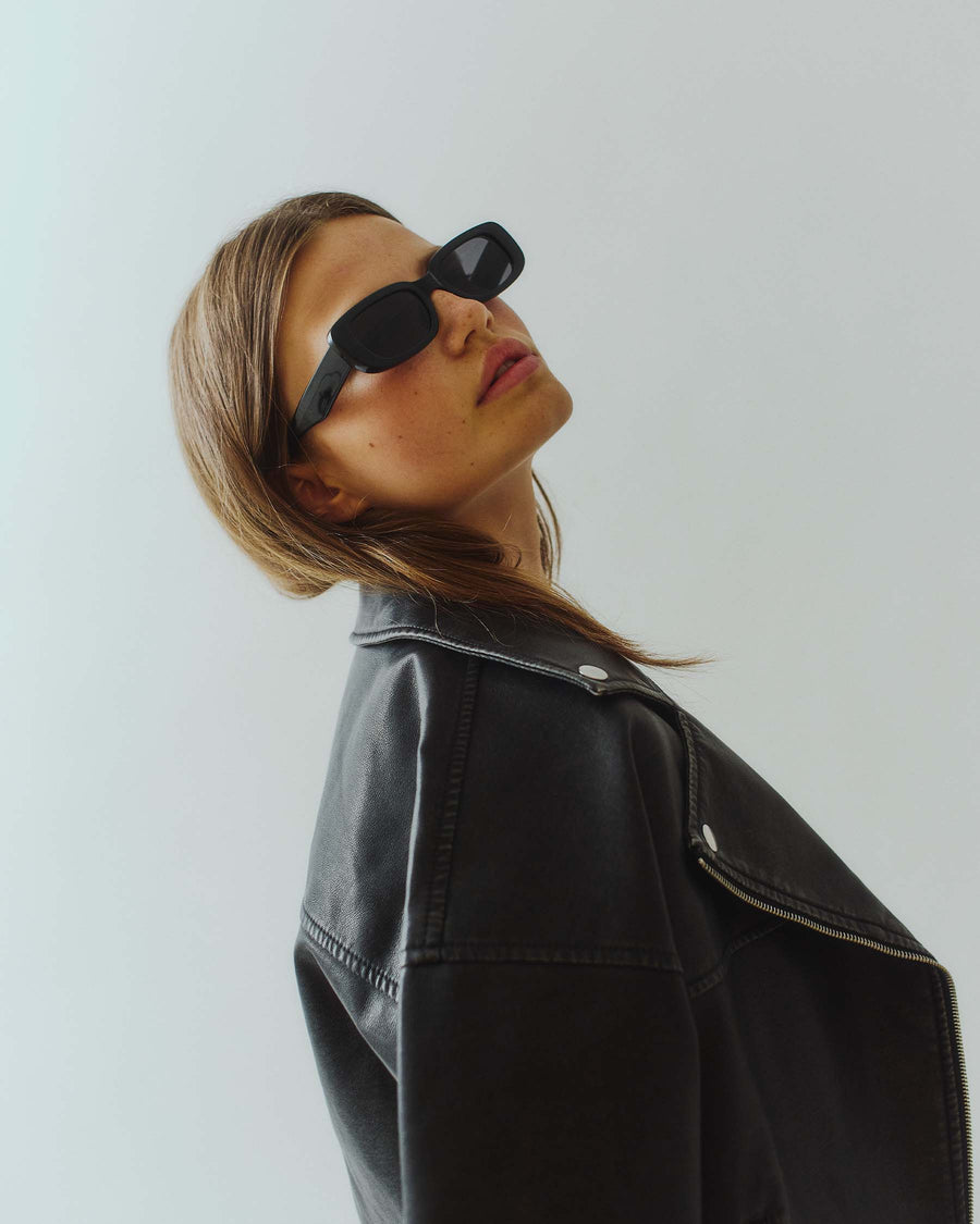 Jxfrida washed pu biker