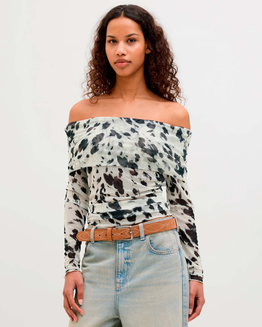 Jxminna mesh ls shoulder top