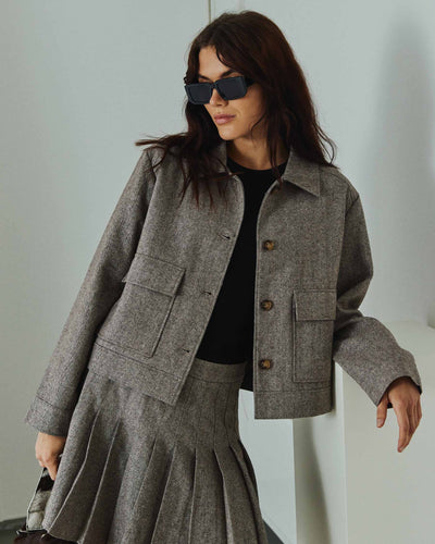 Olive herringbone jacketThumbnail