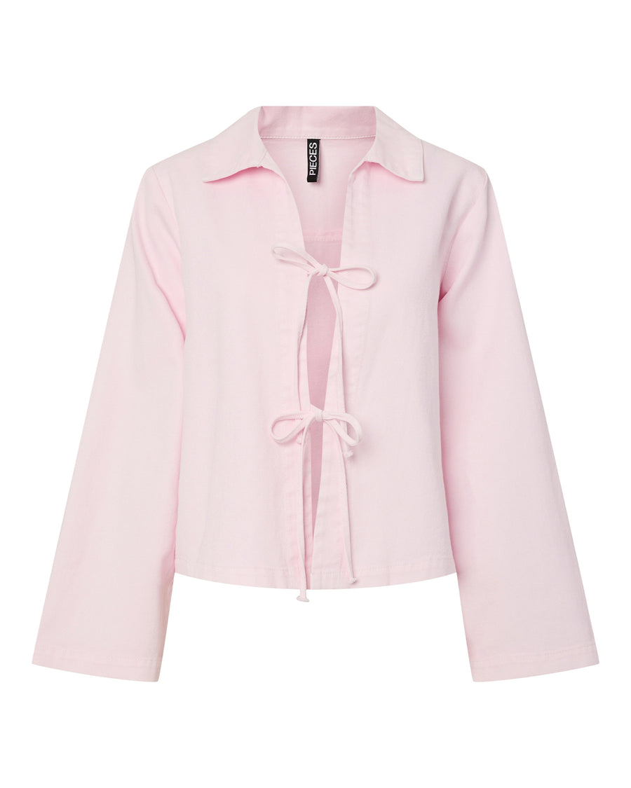 PCFLORA DENIM TIE BLOUSE