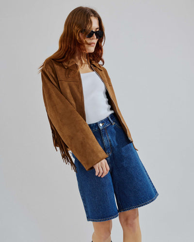 Amy faux suede fringe jacket Thumbnail
