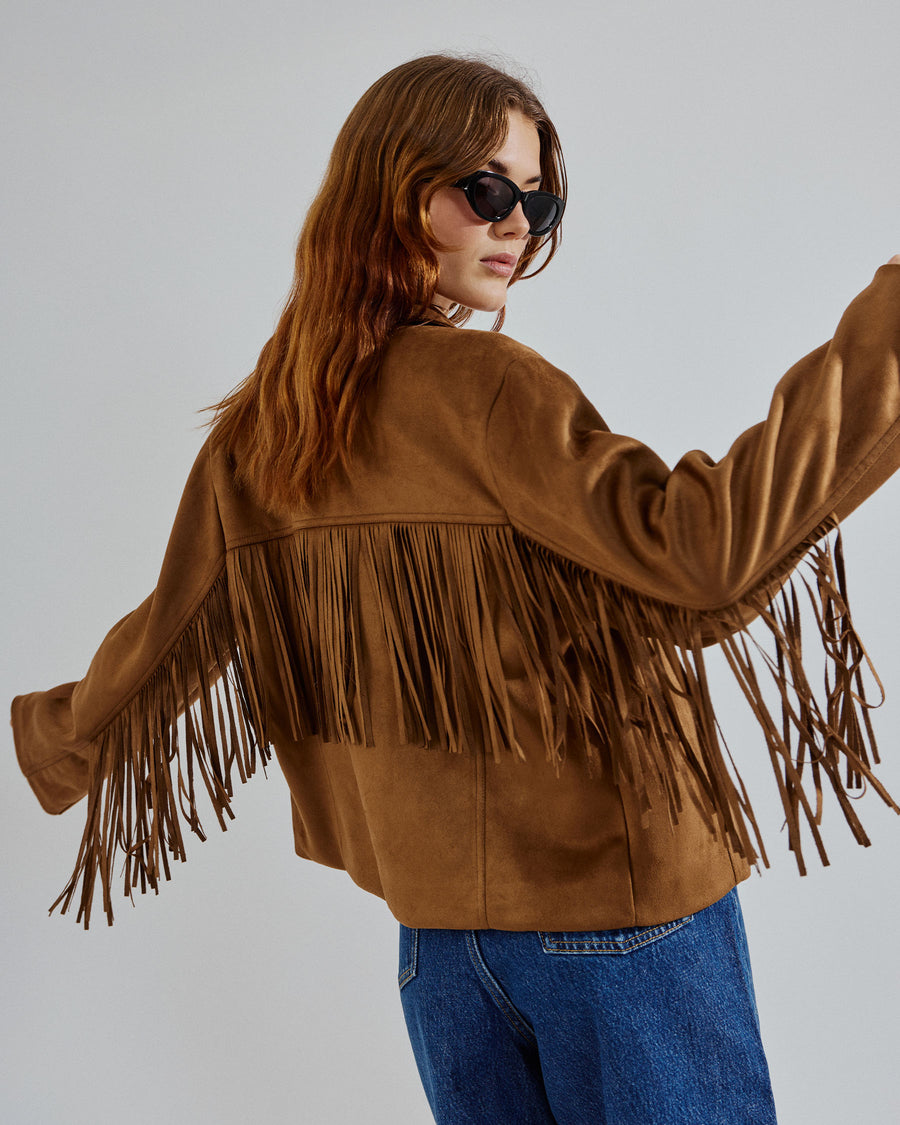 Amy faux suede fringe jacket