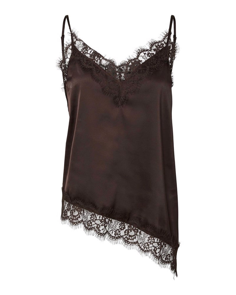 PCNOMI STRAP SATIN LACE TOP