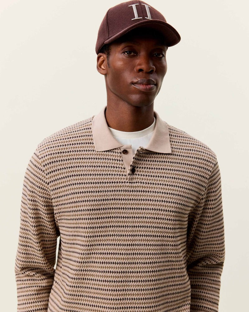 Knitted Stripe LS Polo