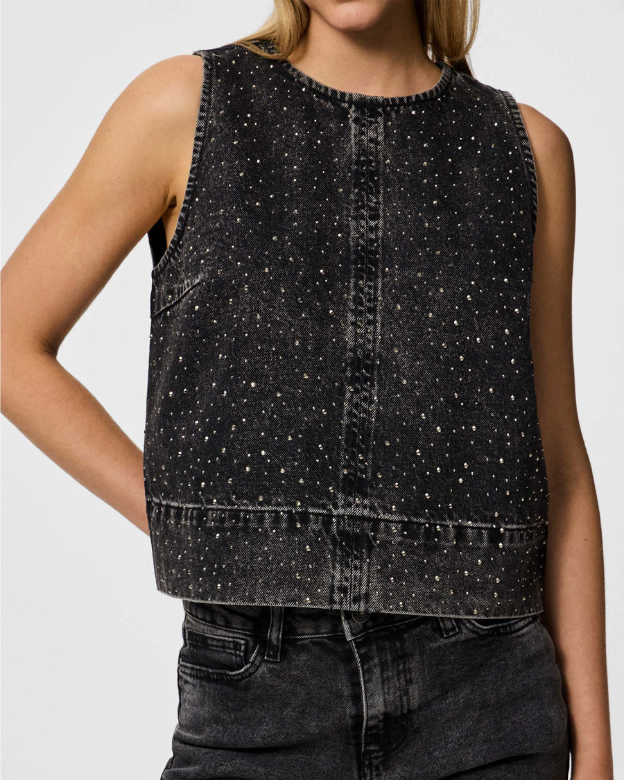 Pcnoel sl o-neck denim top