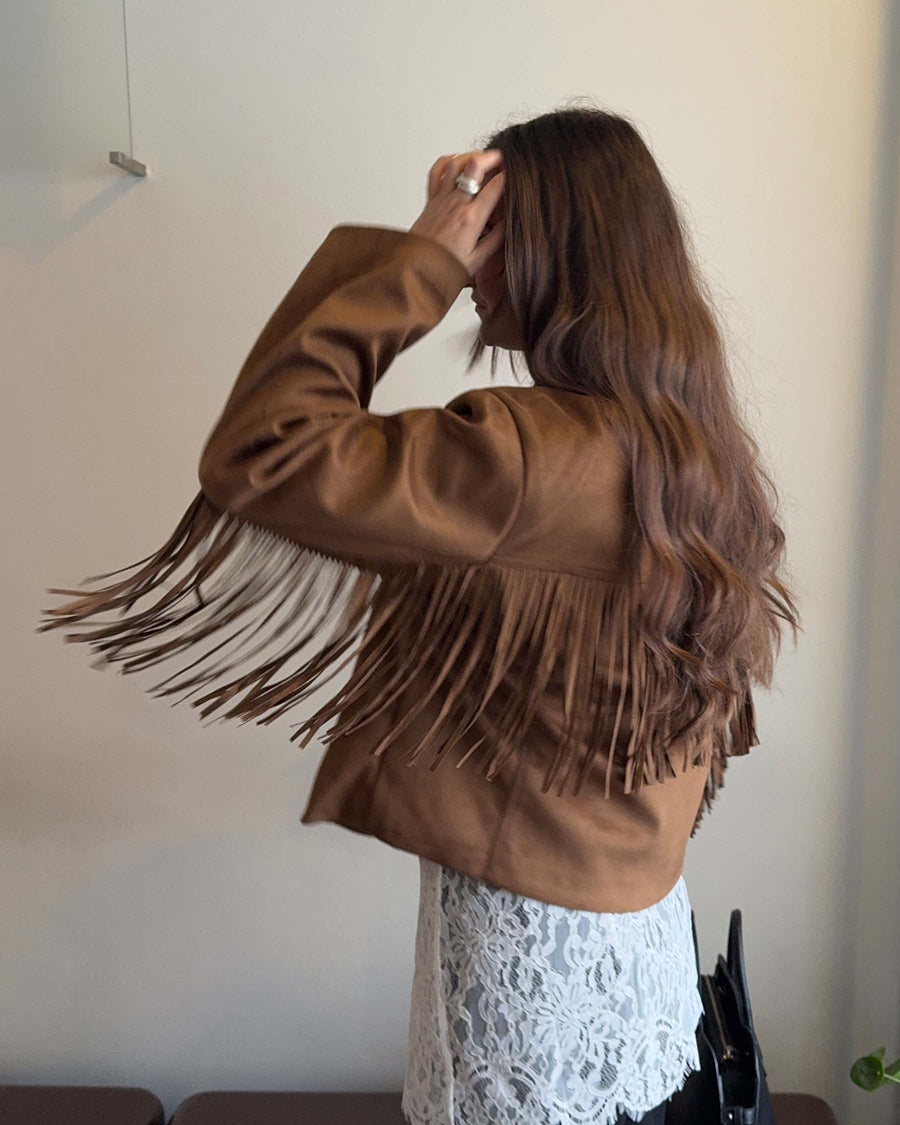 Amy faux suede fringe jacket