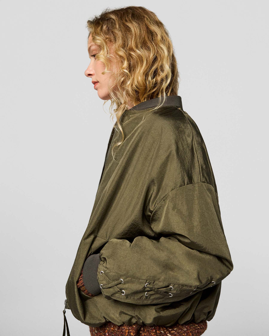 JXEMBER LACE UP BOMBER JACKET