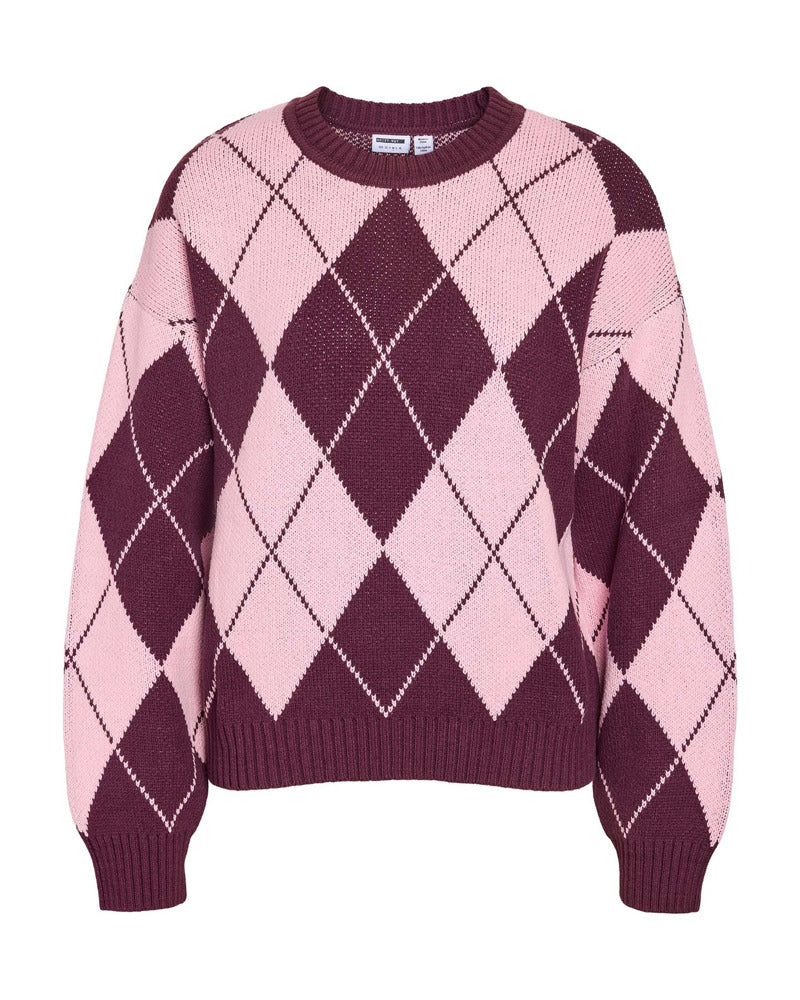 NMACY L/S O-NECK ARGYLE KNIT