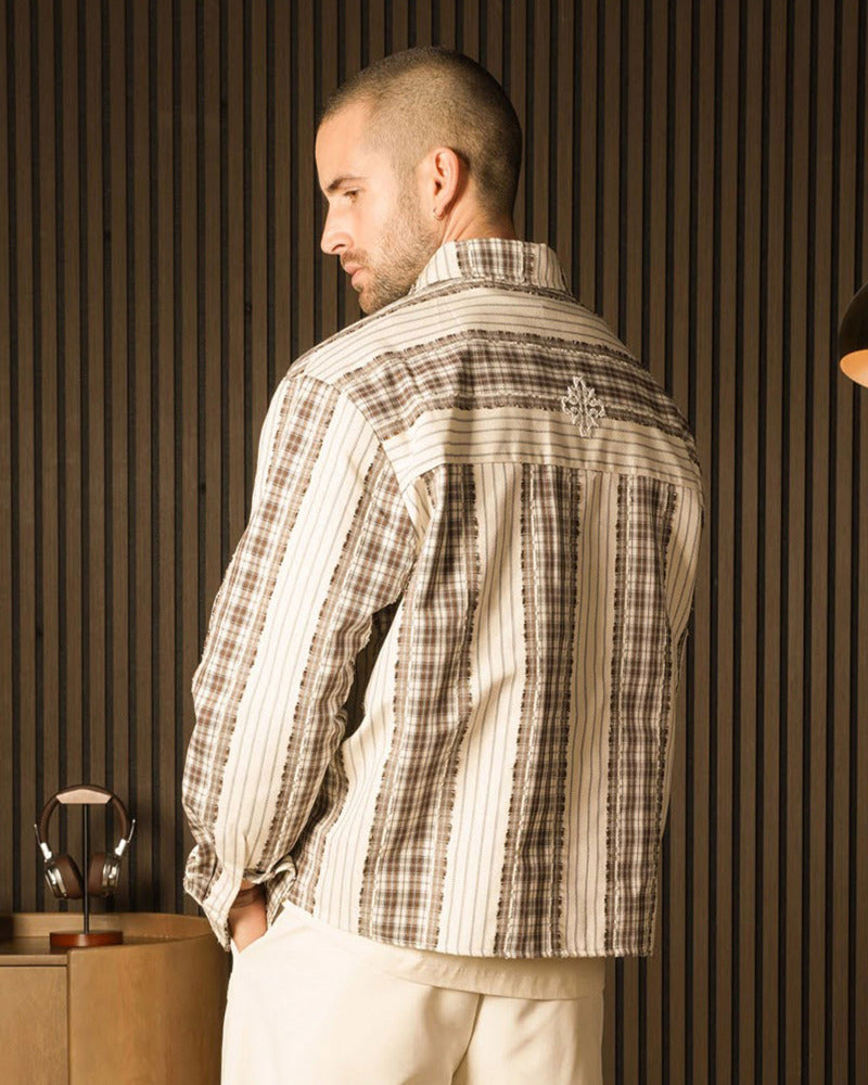 MIXED TARTAN BOXY SHIRT