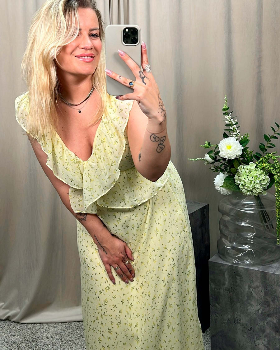 VIMONE S/L MAXI FLOUNCE DRESS