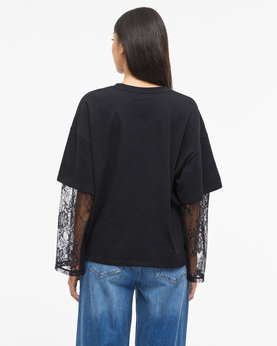 VIABIA LACE SLEEVE T-SHIRT