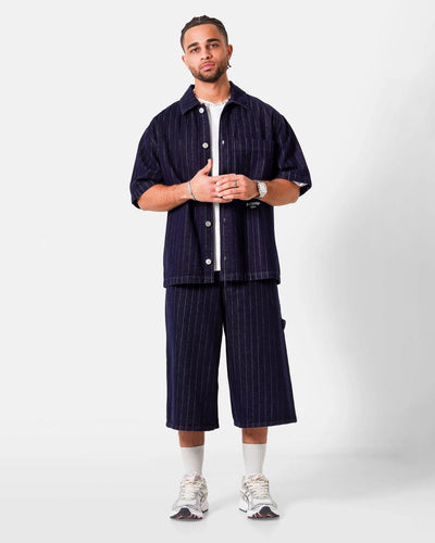 STRIPED DENIM BAGGY SHIRTThumbnail 