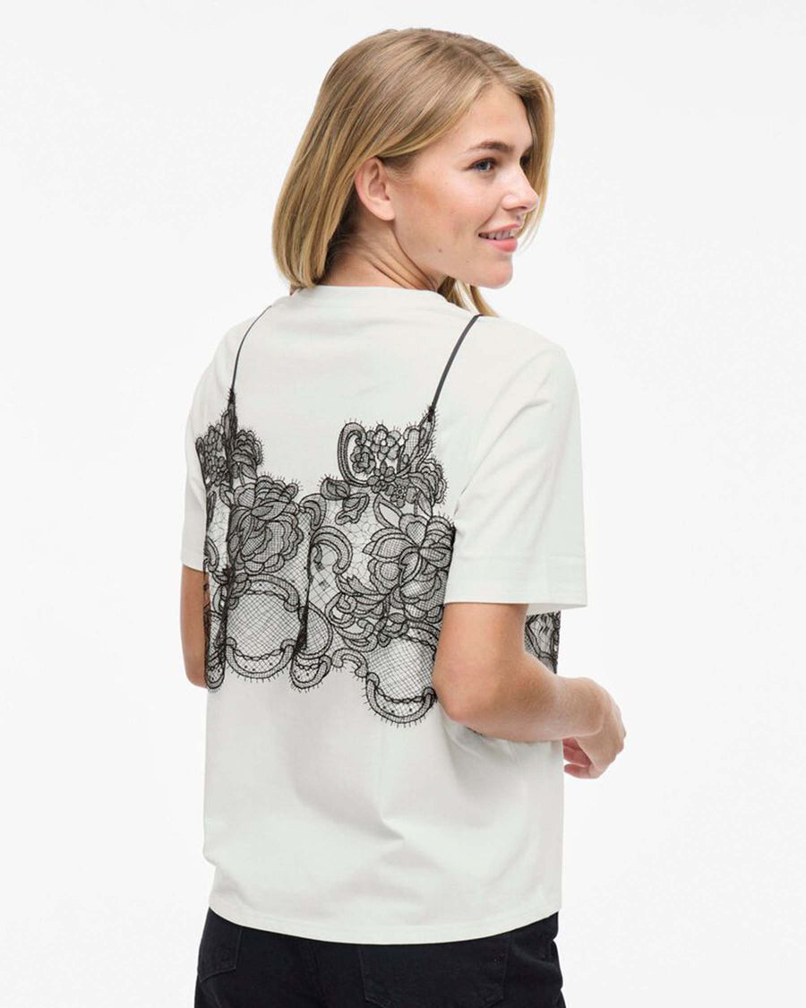 VIRADA S/S LACE DETAIL T-SHIRT