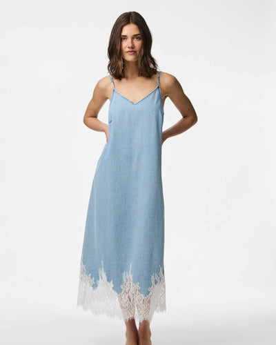 PCFENI LACE DENIM MIDI DRESSThumbnail 
