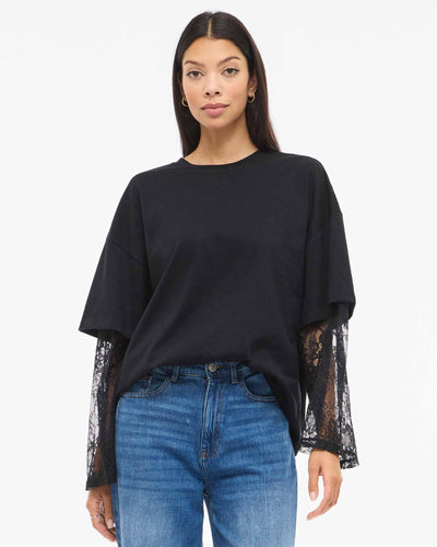 VIABIA LACE SLEEVE T-SHIRTThumbnail 