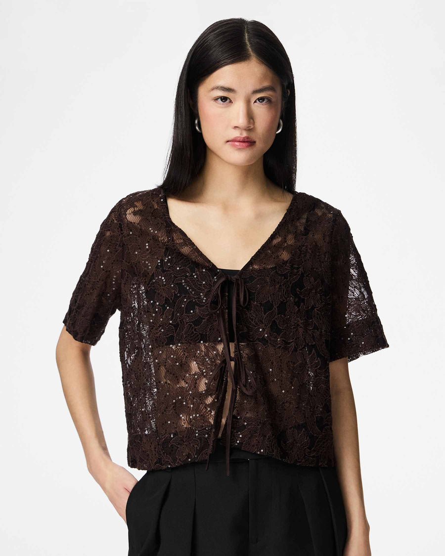 PCLOUISE V-NECK TIE TOP